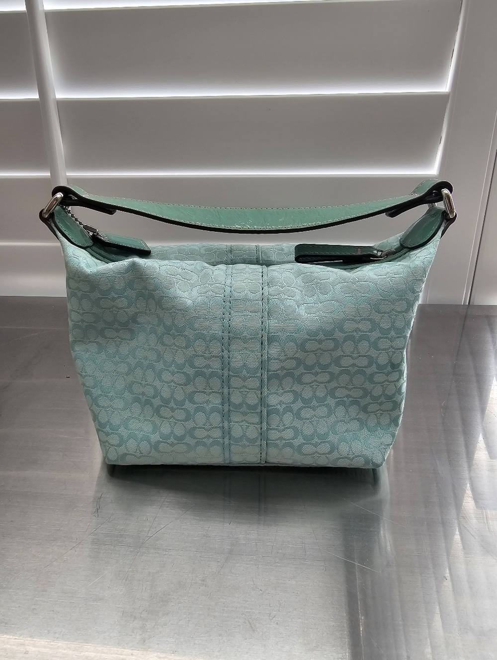Coach Mint Green Jacquard Mini Purse - Picture 2 of 10